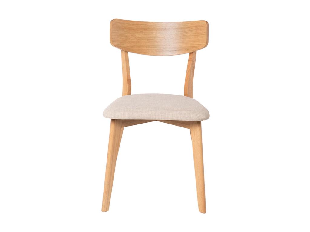 Decohaute OYLH46540 chair in oak wood and light beige fabric