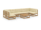 8-piece garden furniture set with cushions, honey brown, pine wood, 19 FCAN82520