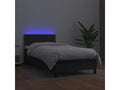 High-quality bed base with mattress and LED lighting, black, 100x200cm, KRMI78943
