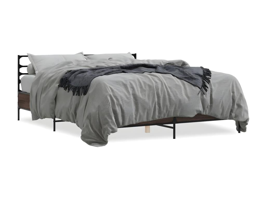 Bed frame without mattress, brown oak, 150x200 cm, APTX31101