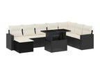 9-piece garden furniture set with cushions, black resin wicker JKIJ87331