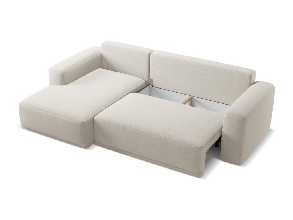 Left-hand corner sofa bed in chenille fabric - silver - Domopure CJGP33259