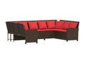 Garden sofa with brown cushions, woven resin IRLQ69732