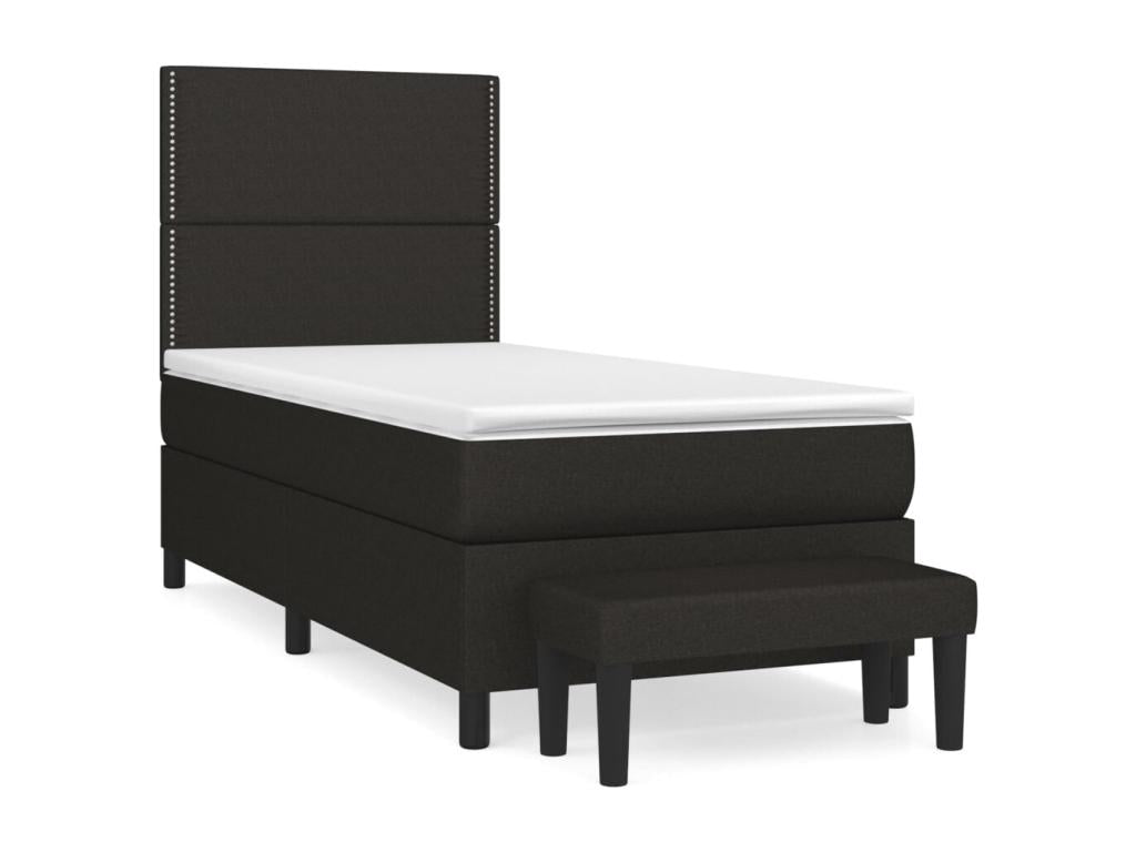 Decohaute bed base with black mattress 90x190 cm fabric CPBG26650