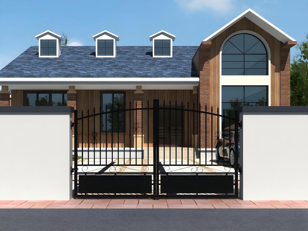 NERBIS MIEL33910 black perforated aluminium swing gate, W317 x H183 cm