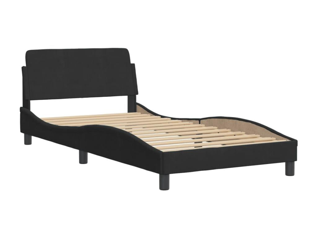 Bed with black mattress 100x200 cm velvet CCTE20225