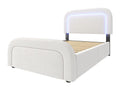 Adult bed 90x200 cm with 2 drawers and adjustable headboard - USB Type C - Decohaute fabric - white - Mattress XPRM84791