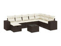 9-piece garden furniture set with cushions, brown woven resin NDIV95399