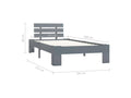 Single adult bed, solid pine, grey, Decohaute, 100x200 cm, YQPO79085