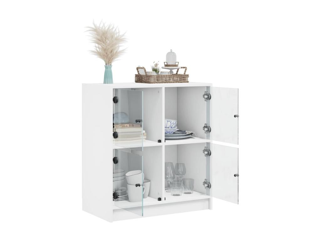 Side cabinet with white glass doors 68x37x75.5 cm ELNJ56331