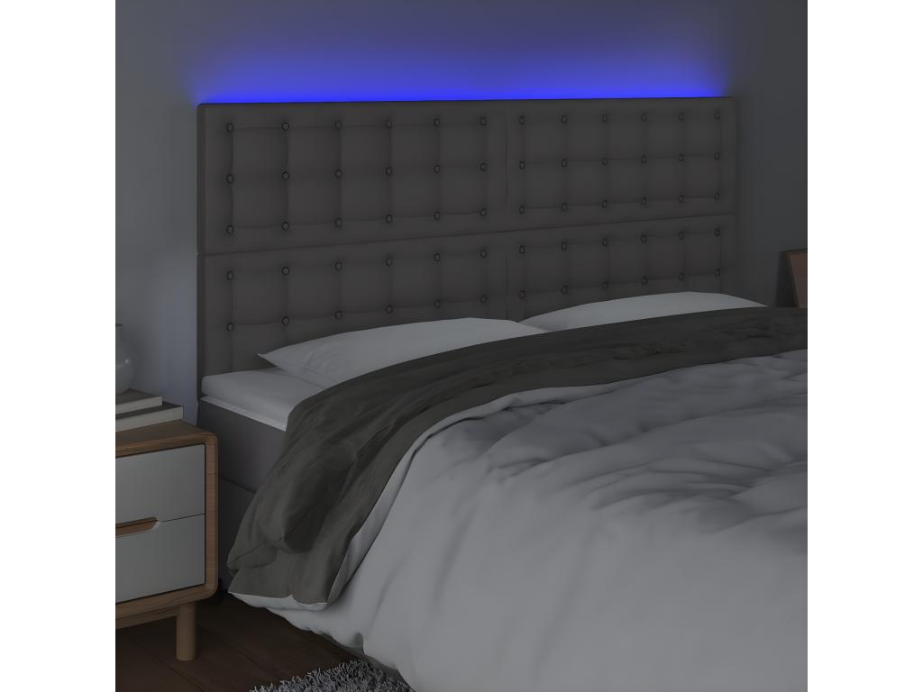 Grey LED Headboard 180x5x118/128 cm Faux Leather ZPFC58911