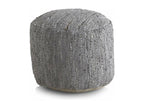 Round pouf in leather and cotton, 45 cm diameter x 35 cm JJMJ76729