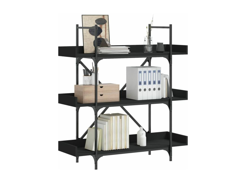 3-tier black bookcase 100x33x108.5 cm engineered wood SGQP84502