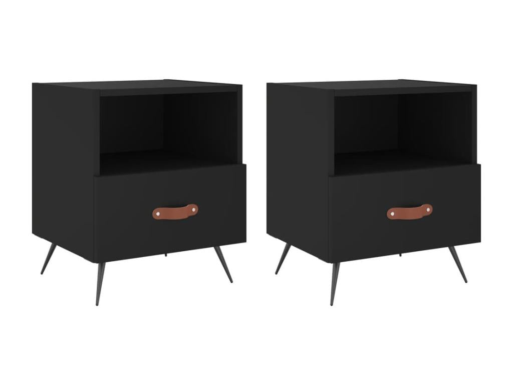 2-piece black bedside tables, 40x35x47.5 cm, engineered wood, HPGR22083