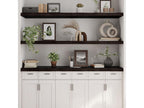 Dark brown wall shelf, solid treated oak wood YXJU20060