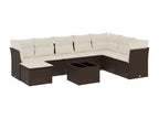 Garden furniture set with cushions, 9 pieces, brown woven resin FNLN51133