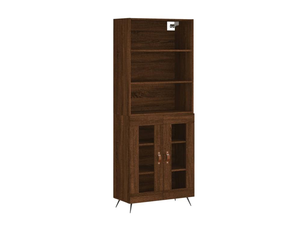 High sideboard, brown oak, 69.5x34x180 cm, engineered wood, HEKW10153