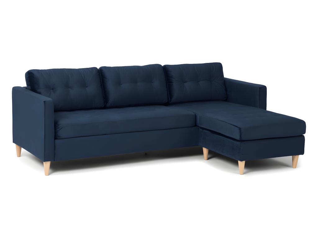Decohaute BA2 Sofa with reclining chaise longue, swivels to the right or left, in blue velvet. XORG46005