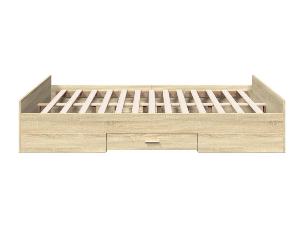 Bed frame with drawers without mattress, oak, Decohaute, 140x200 cm, UKZN58056