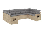 9-piece beige resin wicker garden furniture set with cushions VTQQ42200