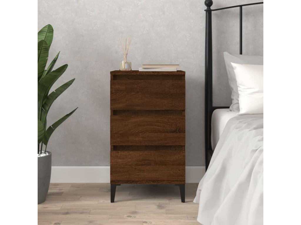 Brown oak bedside table 40x35x70 cm engineered wood VJFW53896