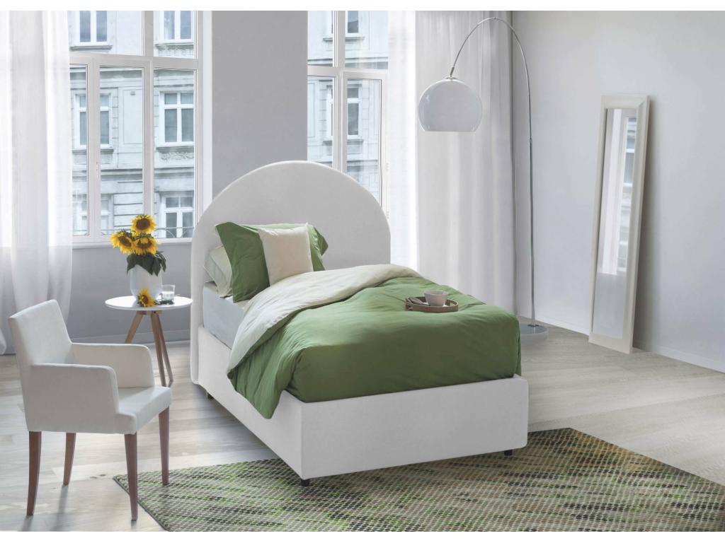 Decohaute Single Bed with Storage, Fabric Upholstery, Made in Italy, Front Opening, Suitable for 80x190 cm Mattress, White FGXJ85557