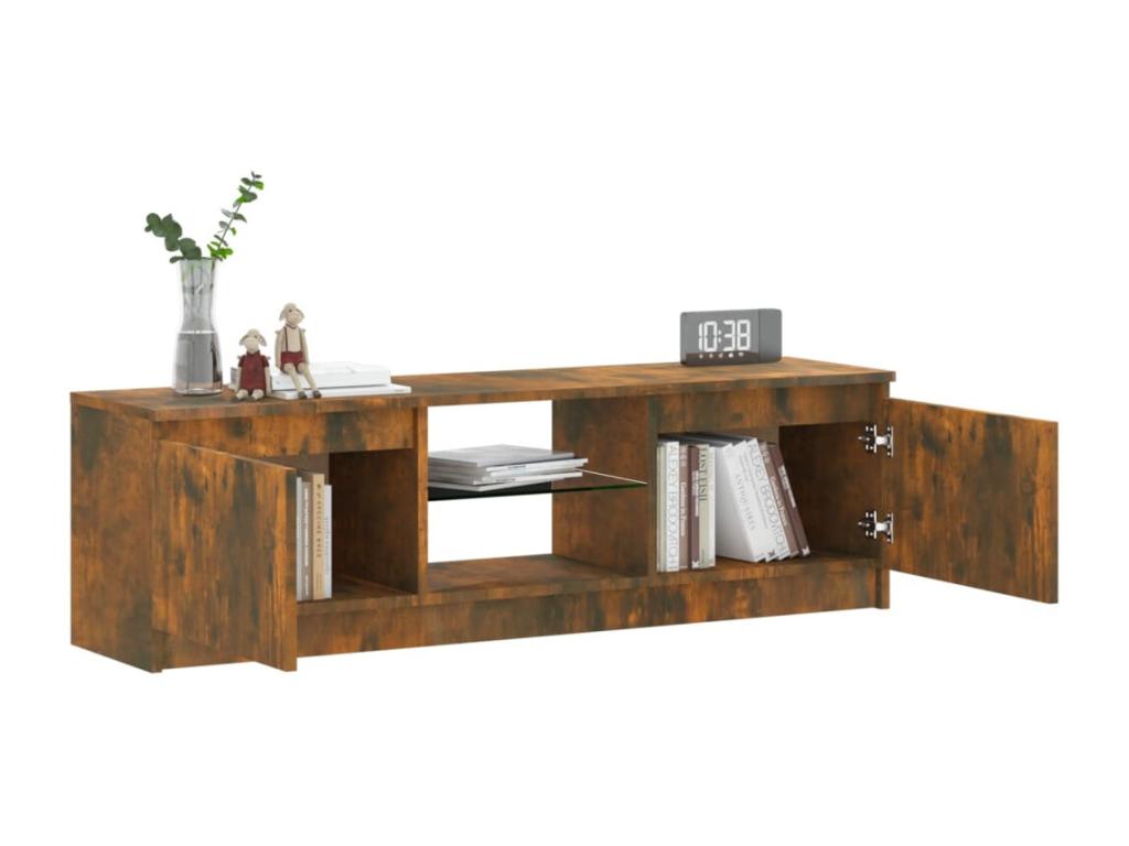 TV stand with LED high-decoration, smoked oak, 120x30x35.5 cm, SALI42270