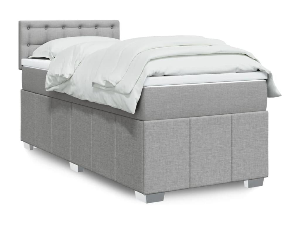 Decohaute bed base with light grey mattress 90x200 cm fabric ILIA17903