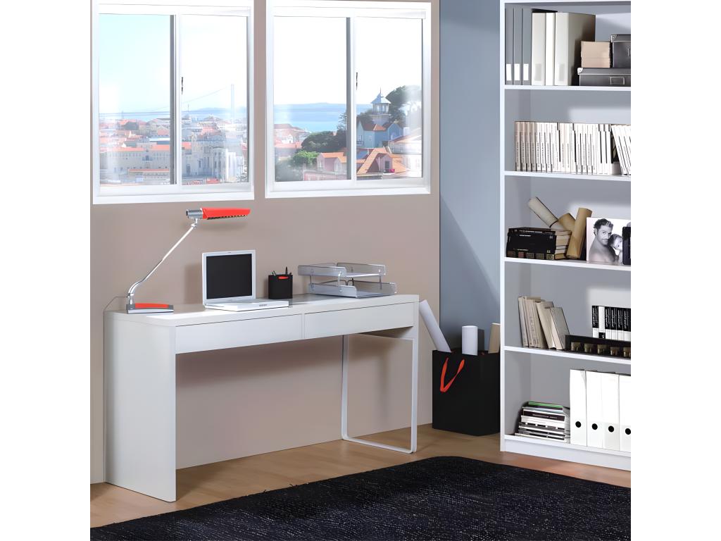 Desk with 2 drawers - White - DESIGN - L 138 x W 50 x H 75 cm IJAW50582