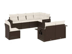 8-piece garden furniture set with brown resin wicker cushions GCAK84012