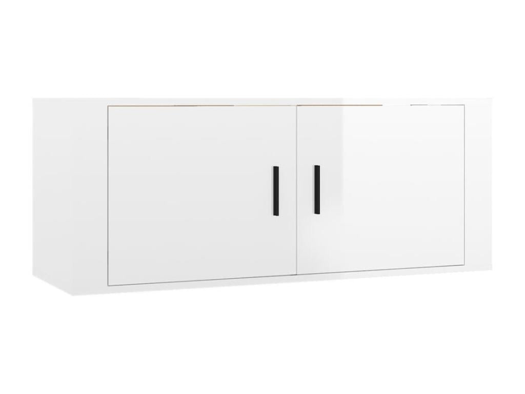 3-piece wall-mounted TV unit, glossy white, 100x34.5x40 cm, HICU11822