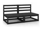 2-Seater Garden Sofa, Black, Solid Pine Wood, IYOX08529