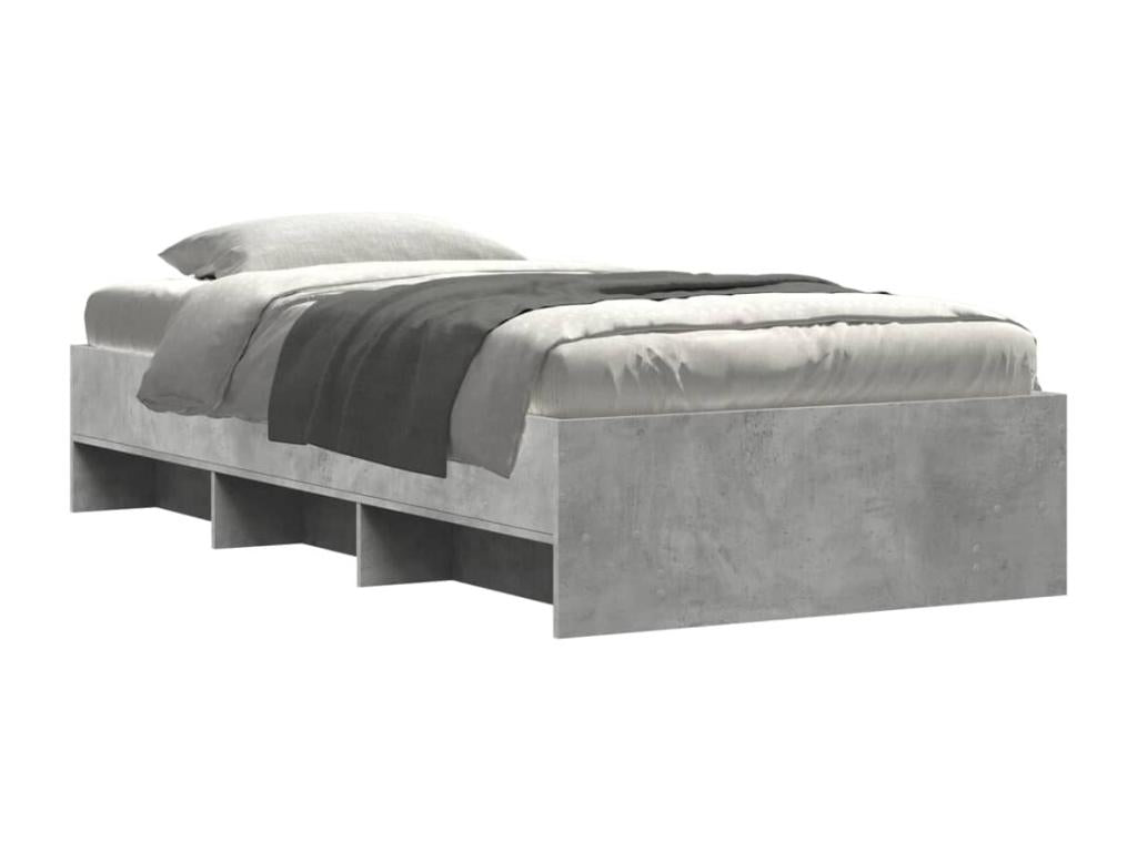 Bed frame without mattress, concrete grey, 75x190cm, engineered wood SMOK22507