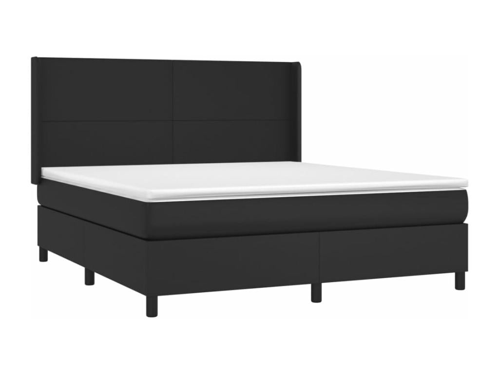 Decohaute bed base with black 180x200 faux leather mattress KOLL58206