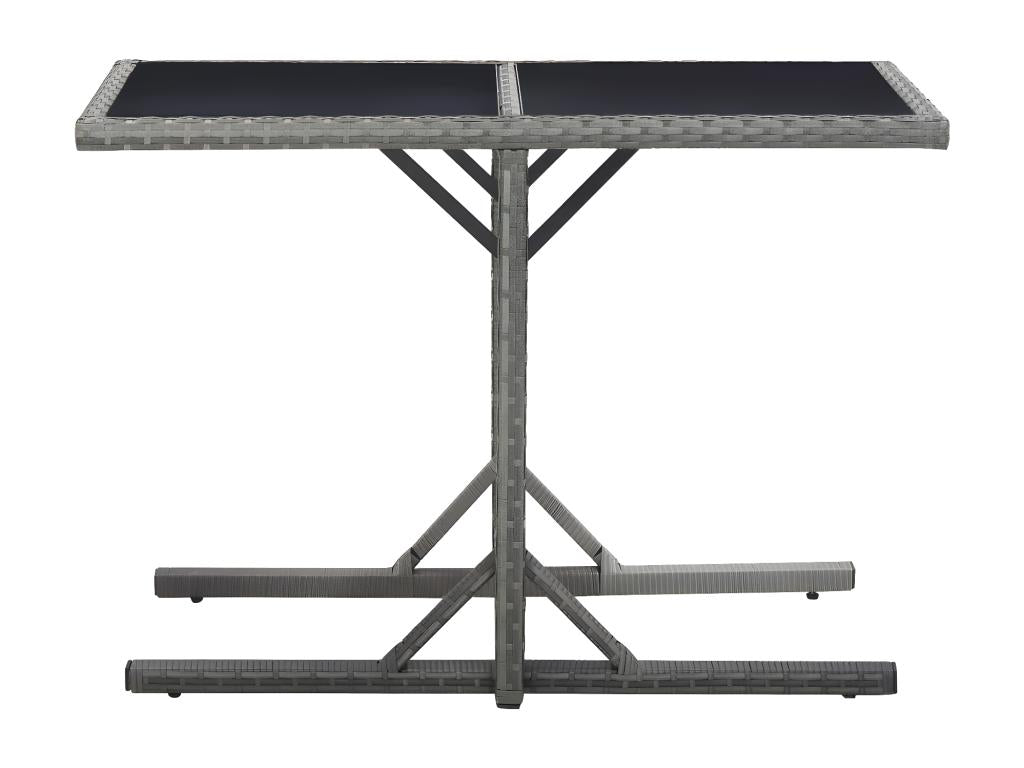 Decohaute Premium - Anthracite Garden Table 110x53x72 cm Glass and Woven Resin QKVP71637