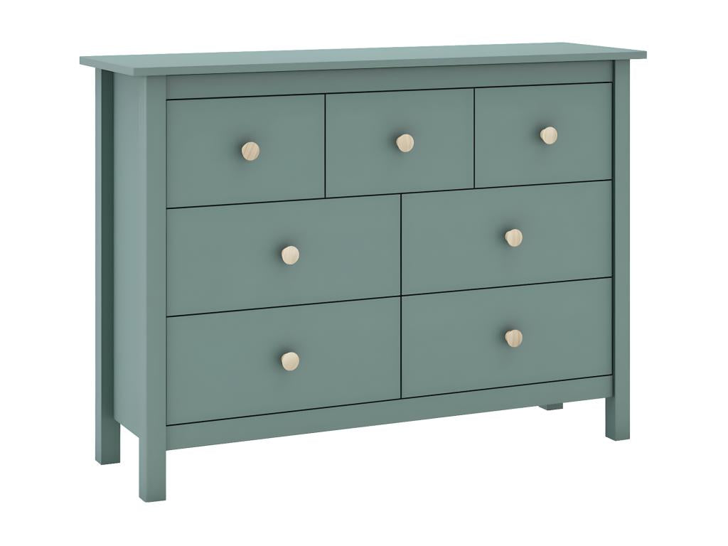 Decohaute - 5-Drawer Chest of Drawers in Solid Pine, Petrol Green TEQP88126