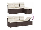9-piece garden furniture set with cushions, brown woven resin NDIV95399