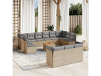 14-piece beige resin wicker garden furniture set with cushions OXNG73509