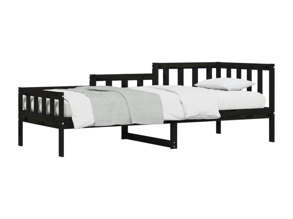 Black Daybed 90x190 cm Solid Pine Wood OEWO38355