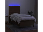 Upholstered bed base and mattress with LED lighting, dark brown, 80x200cm, fabric MYVW89073