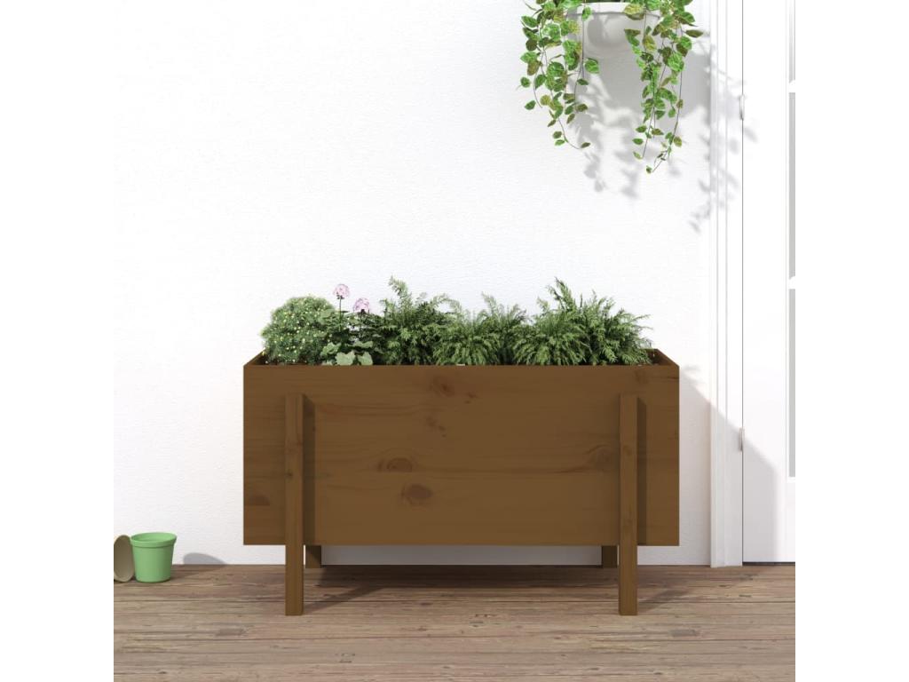 Honey brown raised garden bed 101x50x57cm solid pine wood FEFY97050
