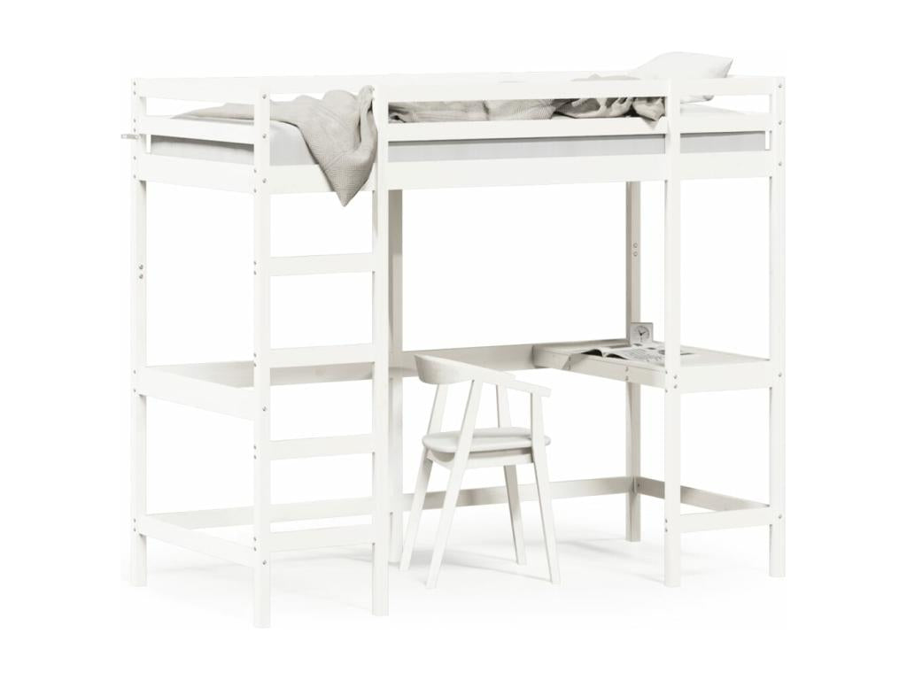 Bunk bed without mattress, white, 90x190 cm, solid pine wood, FFGM69725