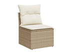 Garden furniture set with cushions, 8 pieces, beige woven resin FJHX15481