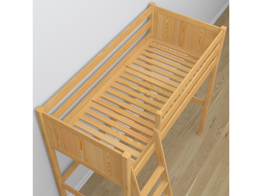 Wooden loft bed N04 Natural Pine 120x180 FEFX09778