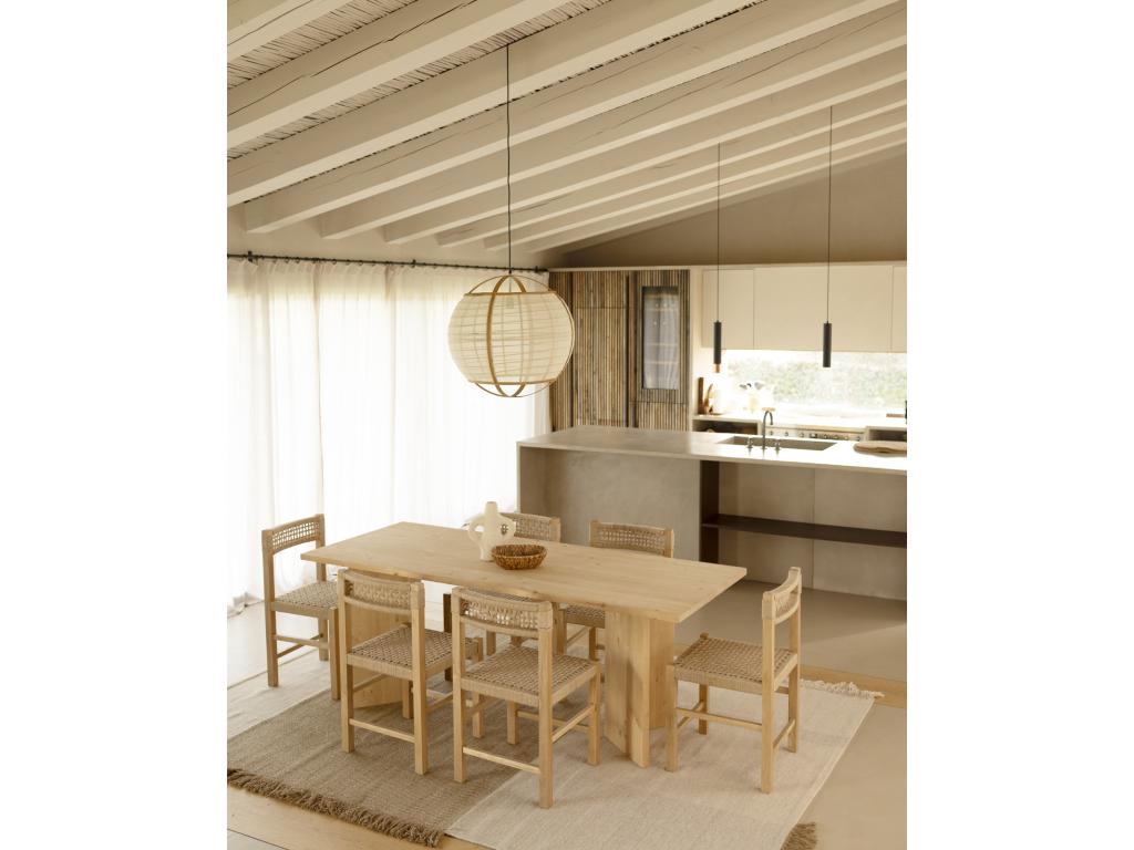 Brown fir wood dining table 180x75cm - Chezlova KXBB92565