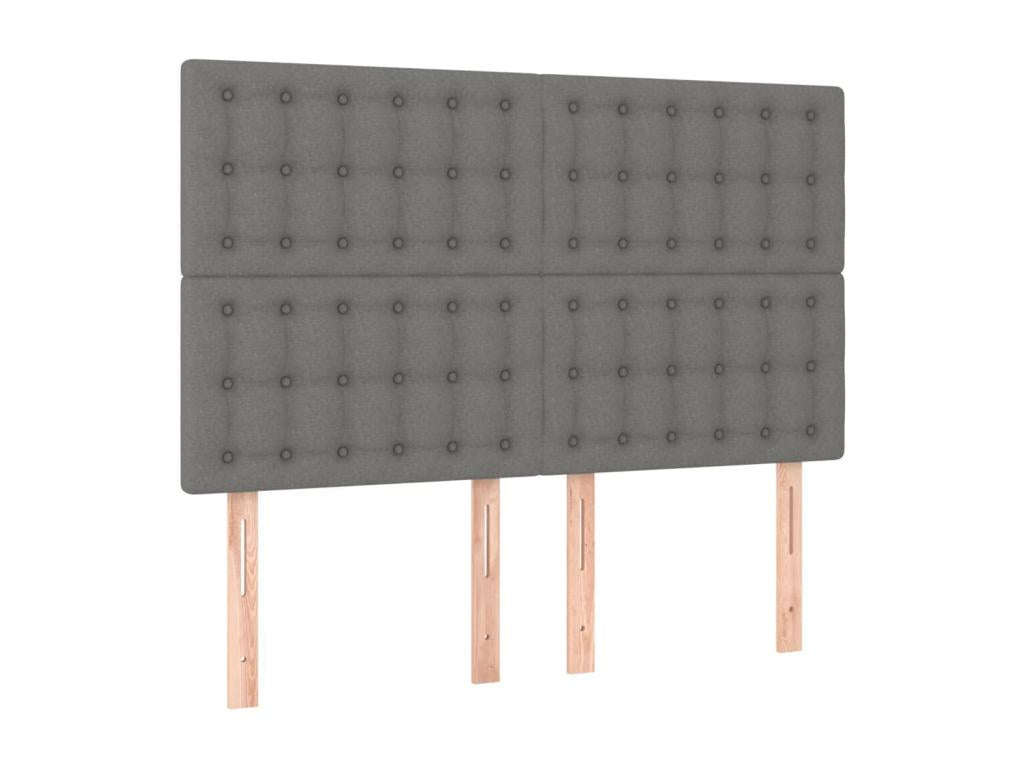 Bed frame with headboard, dark grey, 140x200 cm, fabric, JARR52573