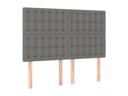 Bed frame with headboard, dark grey, 140x200 cm, fabric, JARR52573