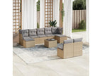 10-piece beige resin wicker garden furniture set with cushions APKB39571