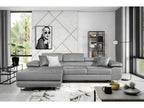 Chezlova 5-seater luxury velvet corner sofa bed in grey with storage, left-hand corner (front view) ATNM30495
