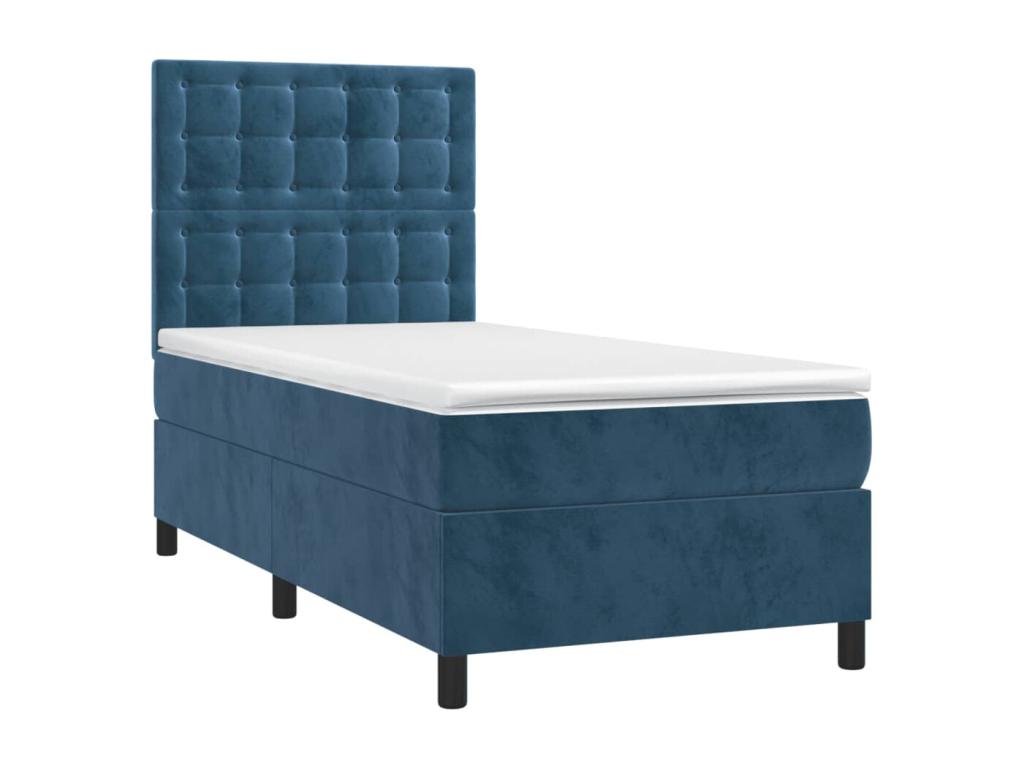 Upholstered bed base with mattress, Dark Blue 100x200 NAQF65057